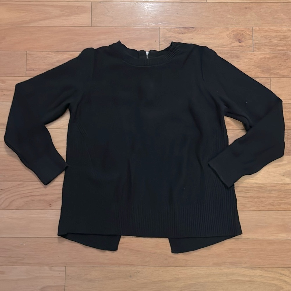 Banana Republic | black cotton | zipper/vented back | crew neck sweater | size M